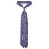 Viola Milano - Cravatta in Seta con Motivo Multi-Cerchio - Mix Navy - Handmade in Italy - Luxury Exclusive Collection