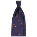 Viola Milano - Cravatta in Seta Intrecciata Multi Cube - Blu Navy/Marrone - Handmade in Italy - Luxury Exclusive Collection