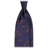 Viola Milano - Cravatta in Seta Intrecciata Multi Cube - Blu Navy/Marrone - Handmade in Italy - Luxury Exclusive Collection