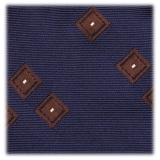 Viola Milano - Cravatta in Seta Intrecciata Multi Cube - Blu Navy/Marrone - Handmade in Italy - Luxury Exclusive Collection