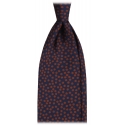 Viola Milano - Cravatta in Seta a 3 Pieghe Multi Pois - Blu Navy/Marrone - Handmade in Italy - Luxury Exclusive Collection