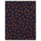 Viola Milano - Cravatta in Seta a 3 Pieghe Multi Pois - Blu Navy/Marrone - Handmade in Italy - Luxury Exclusive Collection