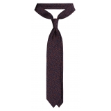 Viola Milano - Cravatta in Seta a 3 Pieghe Multi Pois - Blu Navy/Marrone - Handmade in Italy - Luxury Exclusive Collection