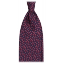 Viola Milano - Cravatta in Seta a 3 Pieghe Motivo Multi Pois - Blu Navy/Rosso - Handmade in Italy - Luxury Exclusive Collection