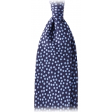 Viola Milano - Cravatta in Seta a 3 Pieghe con Motivo Multi-Punto - Navy/Mare - Handmade in Italy - Luxury Exclusive Collection