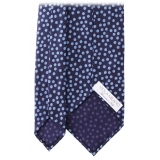 Viola Milano - Cravatta in Seta a 3 Pieghe con Motivo Multi-Punto - Navy/Mare - Handmade in Italy - Luxury Exclusive Collection