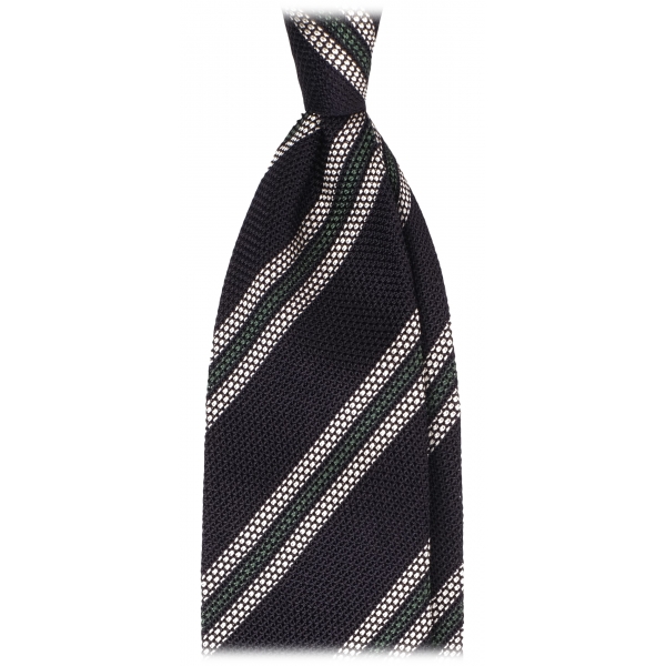 Viola Milano - Multi Stripe 3-Fold Grenadine Tie - Navy Mix - Handmade in Italy - Luxury Exclusive Collection