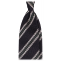 Viola Milano - Multi Stripe 3-Fold Grenadine Tie - Navy Mix - Handmade in Italy - Luxury Exclusive Collection