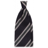 Viola Milano - Multi Stripe 3-Fold Grenadine Tie - Navy Mix - Handmade in Italy - Luxury Exclusive Collection