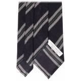 Viola Milano - Multi Stripe 3-Fold Grenadine Tie - Navy Mix - Handmade in Italy - Luxury Exclusive Collection