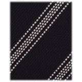 Viola Milano - Multi Stripe 3-Fold Grenadine Tie - Navy/White - Handmade in Italy - Luxury Exclusive Collection