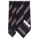 Viola Milano - Multi Stripe 3-Fold Grenadine Tie - Navy/White - Handmade in Italy - Luxury Exclusive Collection