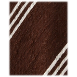Viola Milano - Cravatta in Shantung con Righe Multiple - Mix Marrone - Handmade in Italy - Luxury Exclusive Collection