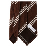Viola Milano - Cravatta in Shantung con Righe Multiple - Mix Marrone - Handmade in Italy - Luxury Exclusive Collection