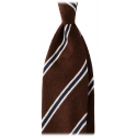 Viola Milano - Cravatta in Shantung con Righe Multiple - Mix Marrone - Handmade in Italy - Luxury Exclusive Collection