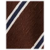 Viola Milano - Cravatta in Shantung con Righe Multiple - Mix Marrone - Handmade in Italy - Luxury Exclusive Collection