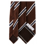 Viola Milano - Cravatta in Shantung con Righe Multiple - Mix Marrone - Handmade in Italy - Luxury Exclusive Collection
