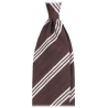 Viola Milano - Multi Stripe Handrolled Woven Shantung Tie - Brown/White - Handmade in Italy - Luxury Exclusive Collection