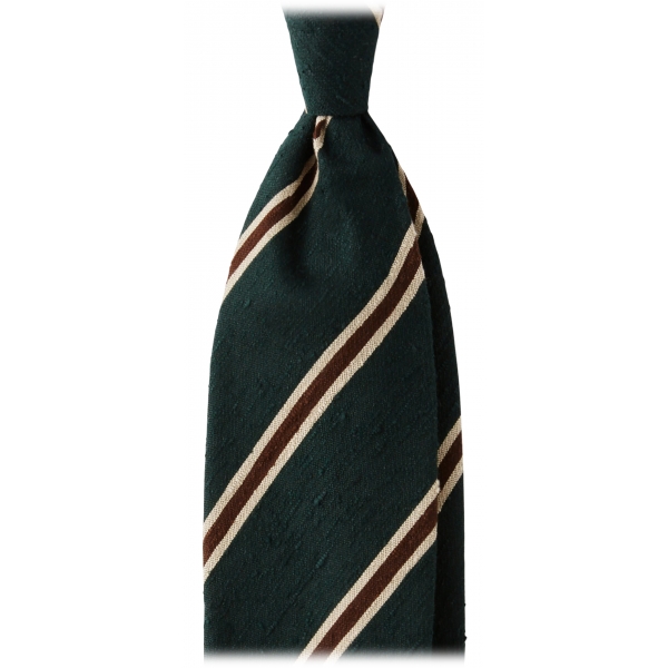 Viola Milano - Cravatta in Shantung con Righe Multiple - Foresta Mix - Handmade in Italy - Luxury Exclusive Collection