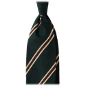 Viola Milano - Cravatta in Shantung con Righe Multiple - Foresta Mix - Handmade in Italy - Luxury Exclusive Collection