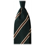Viola Milano - Cravatta in Shantung con Righe Multiple - Foresta Mix - Handmade in Italy - Luxury Exclusive Collection