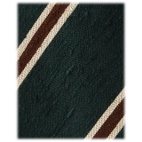 Viola Milano - Cravatta in Shantung con Righe Multiple - Foresta Mix - Handmade in Italy - Luxury Exclusive Collection