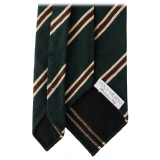 Viola Milano - Cravatta in Shantung con Righe Multiple - Foresta Mix - Handmade in Italy - Luxury Exclusive Collection