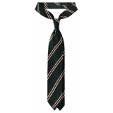 Viola Milano - Cravatta in Shantung con Righe Multiple - Foresta Mix - Handmade in Italy - Luxury Exclusive Collection