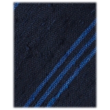 Viola Milano - Cravatta in Shantung con Righe Multiple - Navy/Blu - Handmade in Italy - Luxury Exclusive Collection