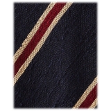Viola Milano - Cravatta in Shantung con Righe Multiple - Mix Navy - Handmade in Italy - Luxury Exclusive Collection