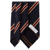Viola Milano - Cravatta in Shantung con Righe Multiple - Mix Navy - Handmade in Italy - Luxury Exclusive Collection
