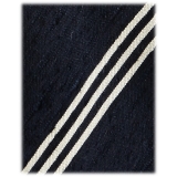 Viola Milano - Cravatta in Shantung con Righe Multiple - Navy/Bianco - Handmade in Italy - Luxury Exclusive Collection