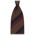 Viola Milano - Multi Stripe Handrolled Woven Silk Tie - Bronze Mix - Handmade in Italy - Luxury Exclusive Collection
