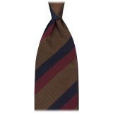 Viola Milano - Multi Stripe Handrolled Woven Silk Tie - Bronze Mix - Handmade in Italy - Luxury Exclusive Collection