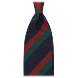 Viola Milano - Cravatta in Seta con Righe Multiple - Mix Navy/Rosso - Handmade in Italy - Luxury Exclusive Collection