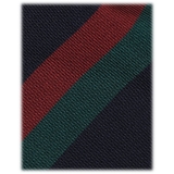 Viola Milano - Multi Stripe Handrolled Woven Silk Tie - Navy/Red Mix - Handmade in Italy - Luxury Exclusive Collection