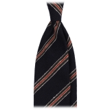 Viola Milano - Multi Stripe Handrolled Woven Wool/Silk Tie - Navy Mix - Handmade in Italy - Luxury Exclusive Collection