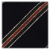 Viola Milano - Cravatta in Lana/Seta con Righe Multiple - Mix Navy - Handmade in Italy - Luxury Exclusive Collection