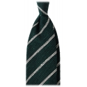 Viola Milano - Cravatta in Granatina/Shantung a Righe - Foresta/Bianco - Handmade in Italy - Luxury Exclusive Collection