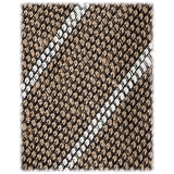 Viola Milano - Cravatta in Granatina/Shantung a Righe - Sabbia/Bianco - Handmade in Italy - Luxury Exclusive Collection