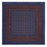 Viola Milano - Fazzoletto in Seta con Stampa Floreale Mystic - Blu Navy - Handmade in Italy - Luxury Exclusive Collection