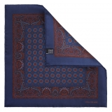 Viola Milano - Fazzoletto in Seta con Stampa Floreale Mystic - Blu Navy - Handmade in Italy - Luxury Exclusive Collection