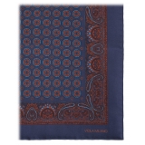 Viola Milano - Fazzoletto in Seta con Stampa Floreale Mystic - Blu Navy - Handmade in Italy - Luxury Exclusive Collection