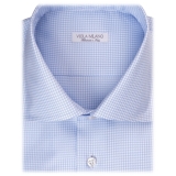 Viola Milano - Camicia da Abito con Colletto Tagliato New York - Pied de Poule - Handmade in Italy - Luxury Exclusive Collection