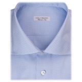 Viola Milano - Camicia da Abito con Colletto New York - Micro Spunta Blu - Handmade in Italy - Luxury Exclusive Collection