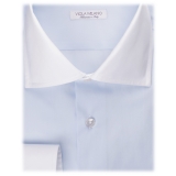 Viola Milano - Camicia da Abito con Colletto New York - Colletto Blu - Handmade in Italy - Luxury Exclusive Collection