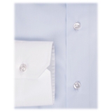 Viola Milano - Camicia da Abito con Colletto New York - Colletto Blu - Handmade in Italy - Luxury Exclusive Collection