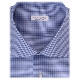 Viola Milano - New York Cut Away Collar Dress Shirt - Navy Check Mix - Handmade in Italy - Luxury Exclusive Collection