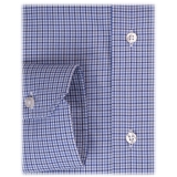 Viola Milano - New York Cut Away Collar Dress Shirt - Navy Check Mix - Handmade in Italy - Luxury Exclusive Collection
