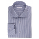 Viola Milano - New York Cut Away Collar Dress Shirt - Navy Stripe - Handmade in Italy - Luxury Exclusive Collection